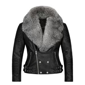 Women’s Moto Jacket With Fox Collar